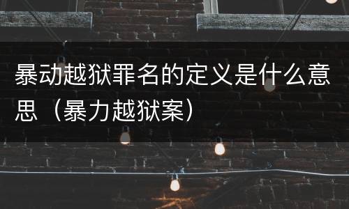 暴动越狱罪名的定义是什么意思（暴力越狱案）