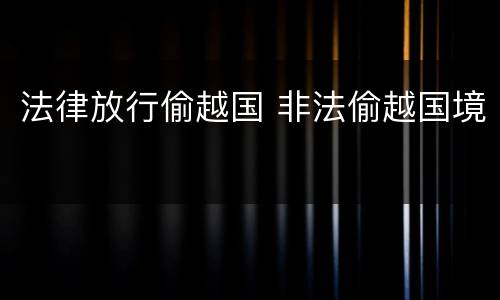 法律放行偷越国 非法偷越国境