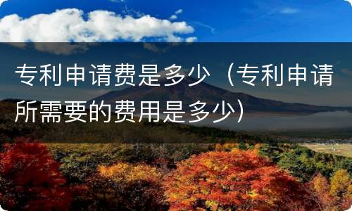 专利申请费是多少（专利申请所需要的费用是多少）