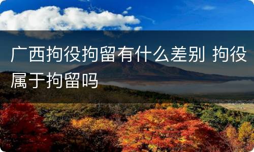广西拘役拘留有什么差别 拘役属于拘留吗