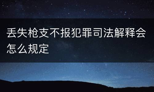 丢失枪支不报犯罪司法解释会怎么规定