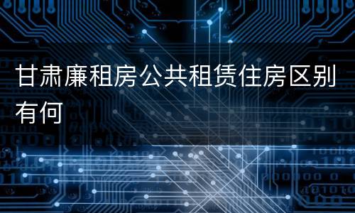 甘肃廉租房公共租赁住房区别有何