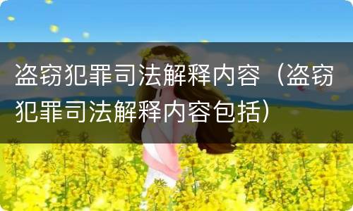 盗窃犯罪司法解释内容（盗窃犯罪司法解释内容包括）