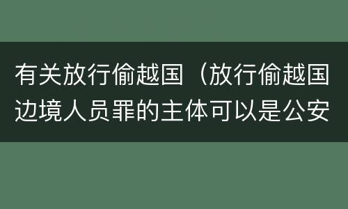 有关放行偷越国（放行偷越国边境人员罪的主体可以是公安民警吗）