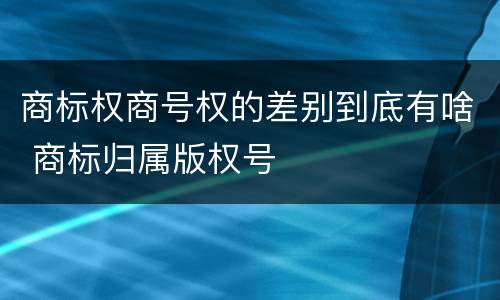 商标权商号权的差别到底有啥 商标归属版权号