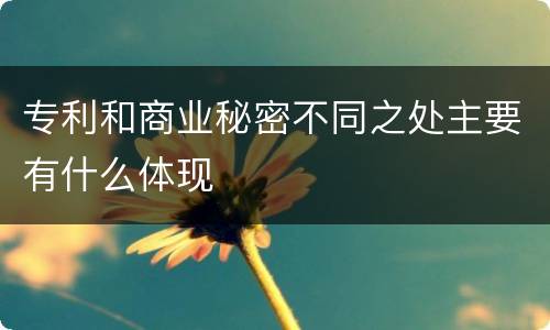 专利和商业秘密不同之处主要有什么体现