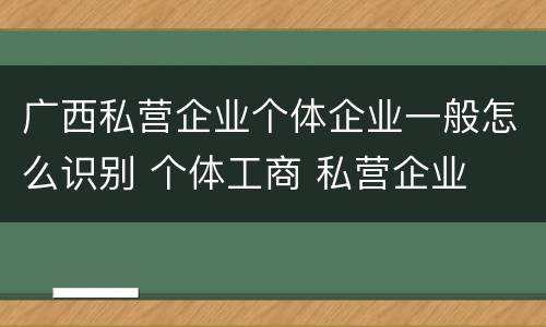 广西私营企业个体企业一般怎么识别 个体工商 私营企业