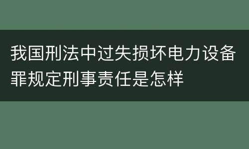 我国刑法中过失损坏电力设备罪规定刑事责任是怎样