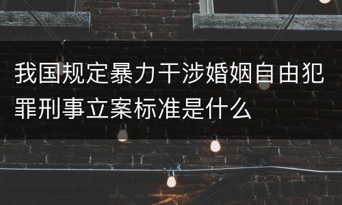 我国规定暴力干涉婚姻自由犯罪刑事立案标准是什么
