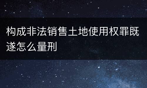 构成非法销售土地使用权罪既遂怎么量刑