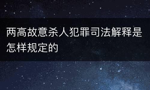 两高故意杀人犯罪司法解释是怎样规定的