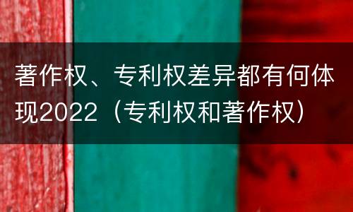 著作权、专利权差异都有何体现2022（专利权和著作权）