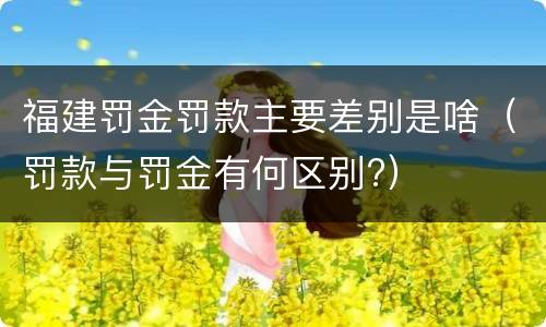 福建罚金罚款主要差别是啥（罚款与罚金有何区别?）