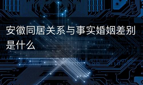 安徽同居关系与事实婚姻差别是什么