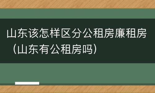 山东该怎样区分公租房廉租房（山东有公租房吗）