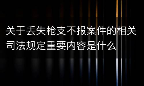 关于丢失枪支不报案件的相关司法规定重要内容是什么