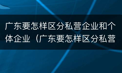 广东要怎样区分私营企业和个体企业（广东要怎样区分私营企业和个体企业家）