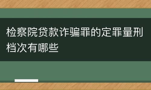 检察院贷款诈骗罪的定罪量刑档次有哪些