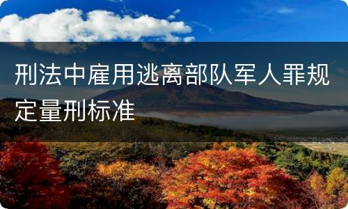 刑法中雇用逃离部队军人罪规定量刑标准