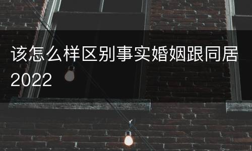 该怎么样区别事实婚姻跟同居2022