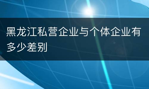 黑龙江私营企业与个体企业有多少差别