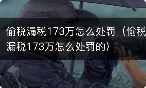 偷税漏税173万怎么处罚（偷税漏税173万怎么处罚的）