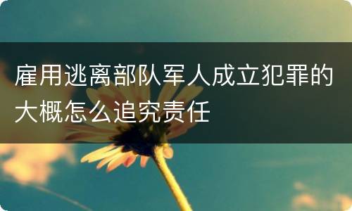 雇用逃离部队军人成立犯罪的大概怎么追究责任