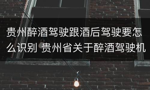 贵州醉酒驾驶跟酒后驾驶要怎么识别 贵州省关于醉酒驾驶机动车