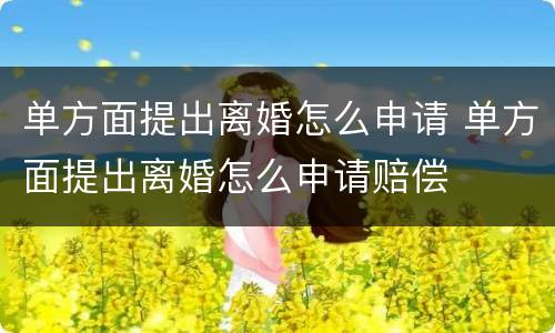 单方面提出离婚怎么申请 单方面提出离婚怎么申请赔偿