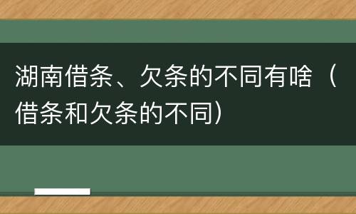 湖南借条、欠条的不同有啥（借条和欠条的不同）