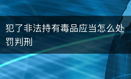 犯了非法持有毒品应当怎么处罚判刑