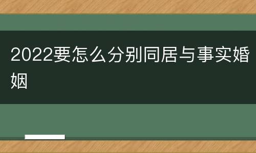 2022要怎么分别同居与事实婚姻