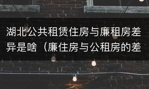 湖北公共租赁住房与廉租房差异是啥（廉住房与公租房的差别）