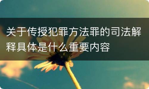 关于传授犯罪方法罪的司法解释具体是什么重要内容