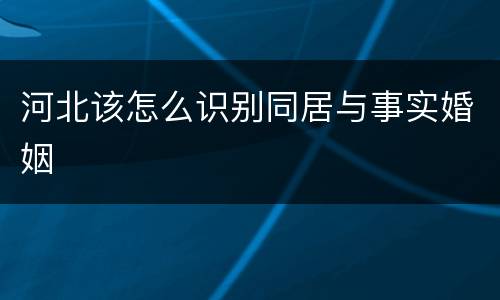 河北该怎么识别同居与事实婚姻