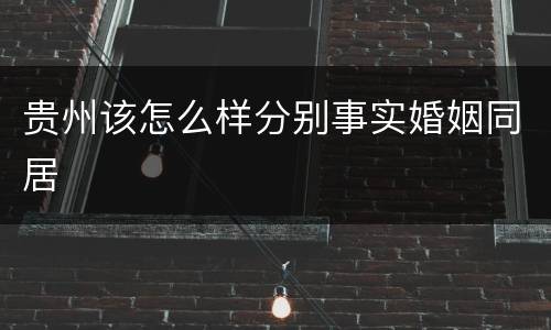 贵州该怎么样分别事实婚姻同居
