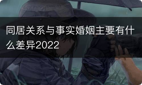同居关系与事实婚姻主要有什么差异2022
