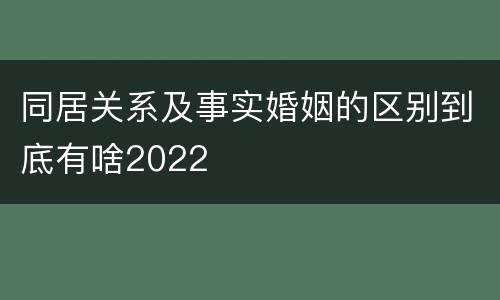 同居关系及事实婚姻的区别到底有啥2022