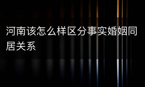 河南该怎么样区分事实婚姻同居关系