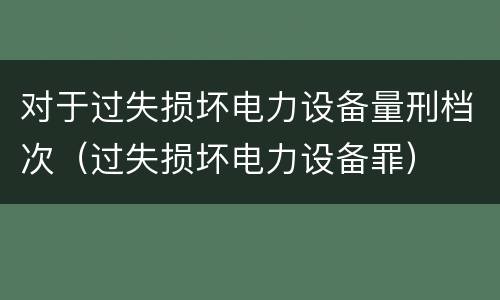 对于过失损坏电力设备量刑档次（过失损坏电力设备罪）