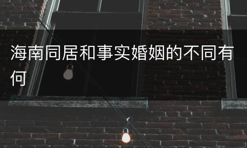 海南同居和事实婚姻的不同有何