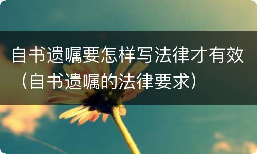 自书遗嘱要怎样写法律才有效（自书遗嘱的法律要求）