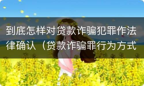 到底怎样对贷款诈骗犯罪作法律确认（贷款诈骗罪行为方式）