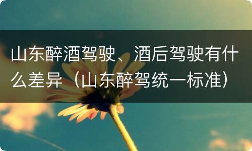 山东醉酒驾驶、酒后驾驶有什么差异（山东醉驾统一标准）
