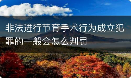 非法进行节育手术行为成立犯罪的一般会怎么判罚