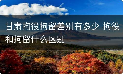 甘肃拘役拘留差别有多少 拘役和拘留什么区别
