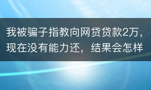 我被骗子指教向网贷贷款2万，现在没有能力还，结果会怎样