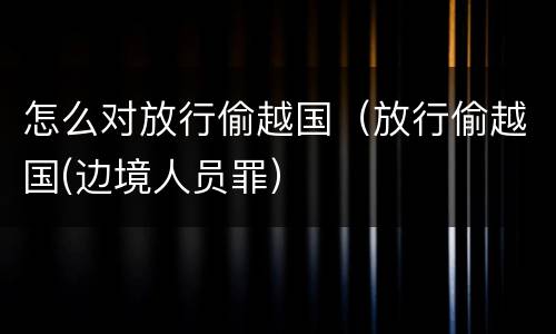 怎么对放行偷越国（放行偷越国(边境人员罪）