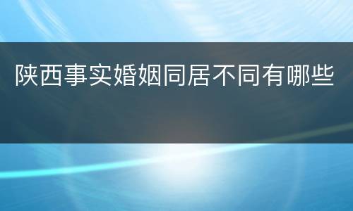 陕西事实婚姻同居不同有哪些
