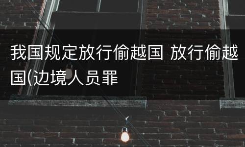 我国规定放行偷越国 放行偷越国(边境人员罪